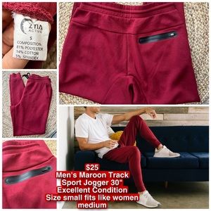 EUC ZYIA Men's Maroon Track Sport Jogger 30"